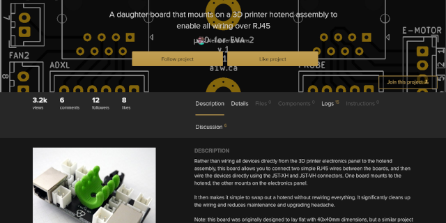 μ3D: RatRig V-Core 3 EVA wiring over RJ45